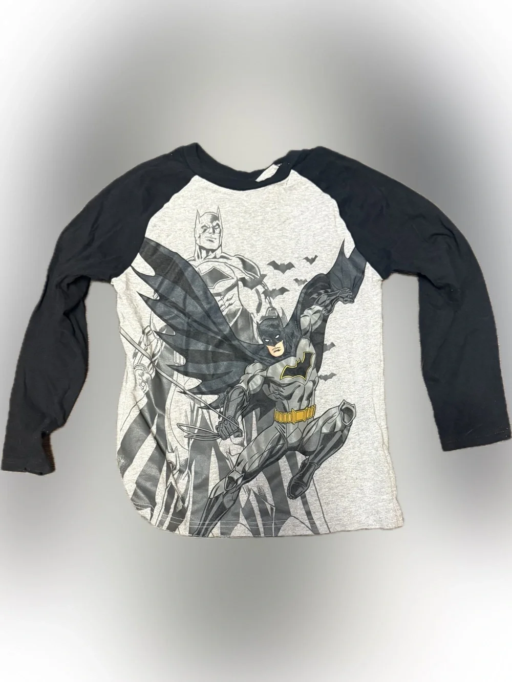 Batman Long Sleeve Raglan Tee - Black, Gray, Yellow